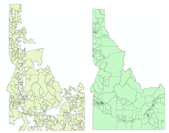 Idaho census tracts vs zips